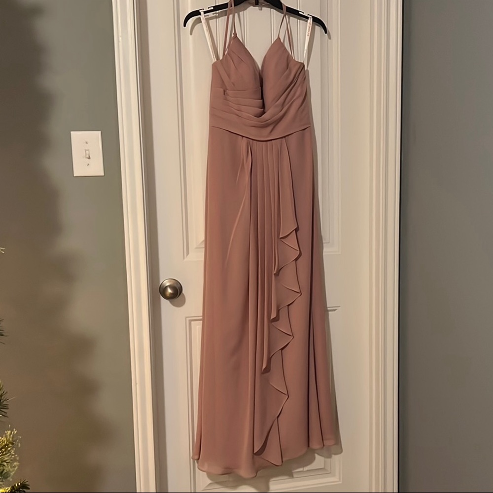 Elegant Dusty Rose Bridesmaid wedding Gown A line Ruffles